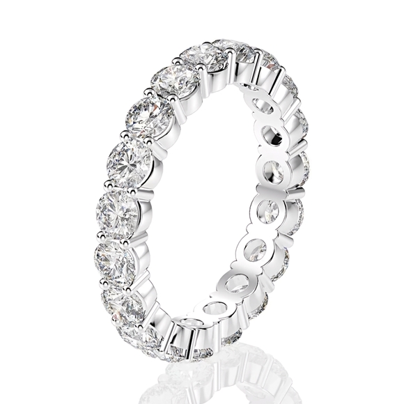 Sterling Silver .925 Cubic Zirconia Eternity Ring Band - Picture 6 of 7